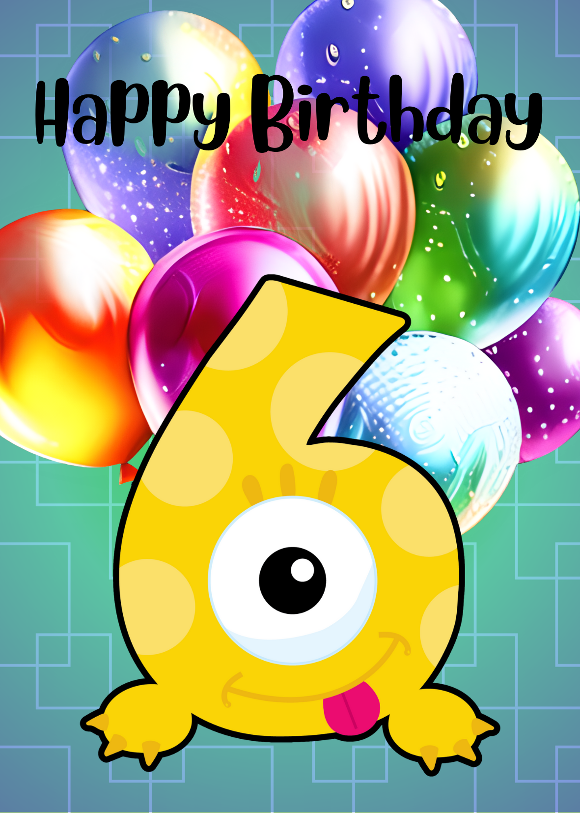 Birthday Greeting card with envelope - 6 years old - printable