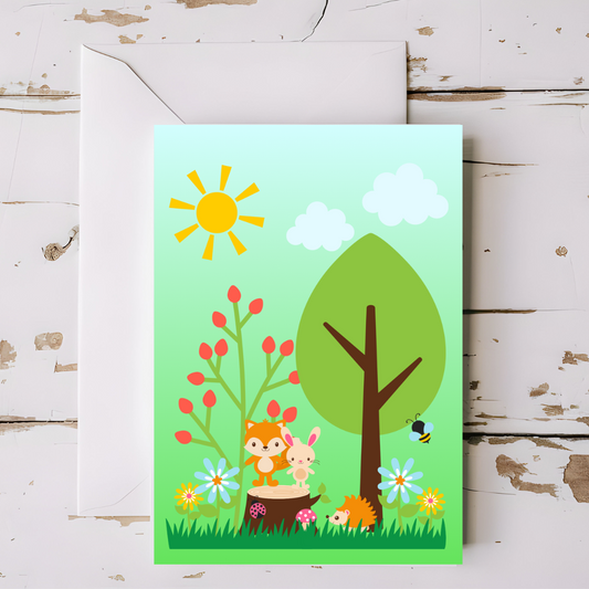 Woodland Animal Greeting card with envelope - printable