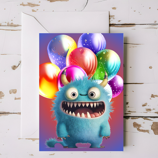 Monster Kids Greeting card with envelope - printable