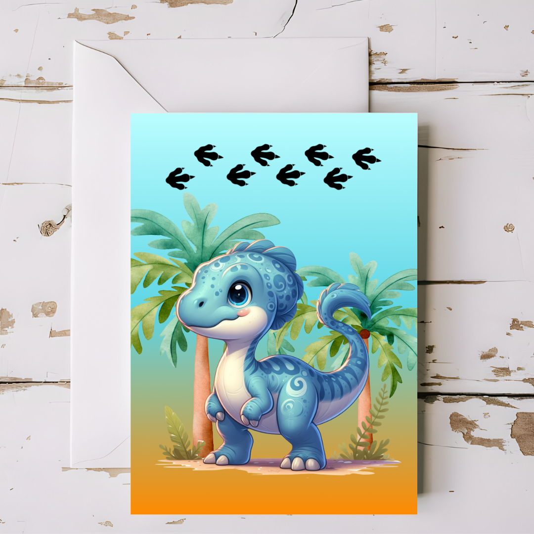 Dinosaur Greeting card with envelope - printable