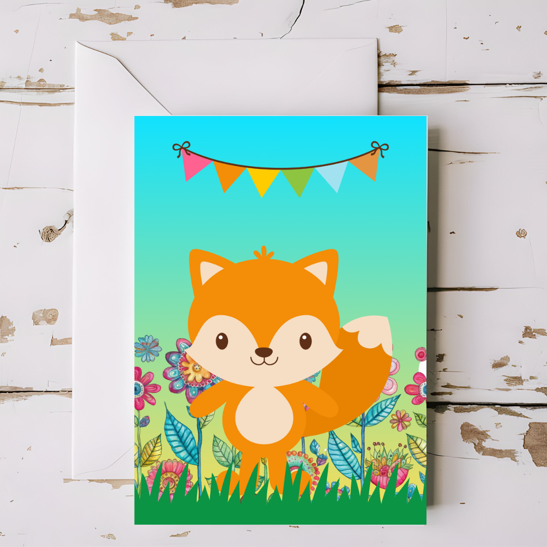 Woodland Fox Greeting card with envelope - printable