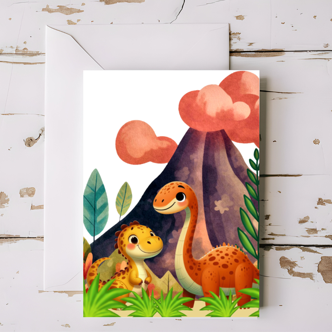 Dinosaur Greeting card with envelope - printable