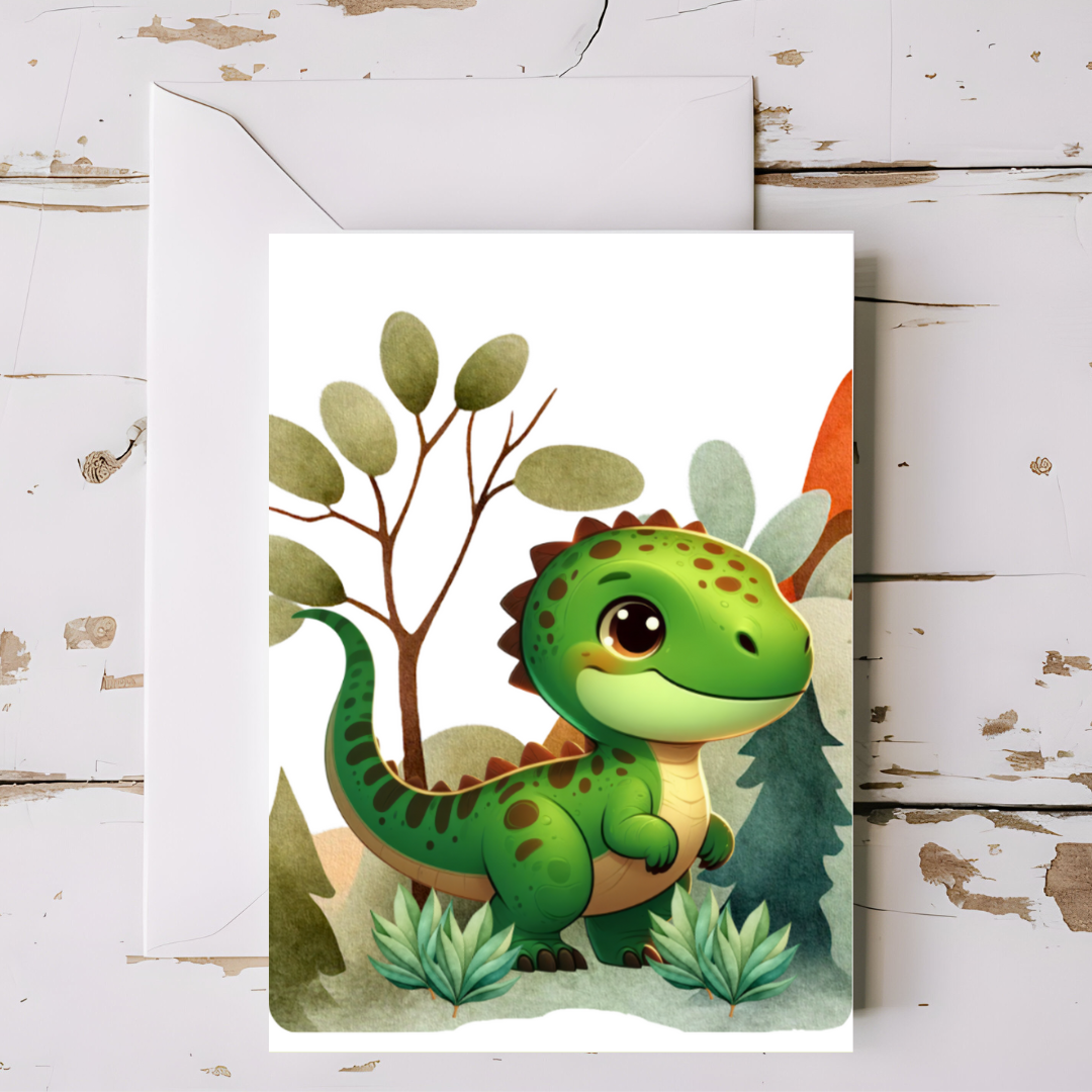 Dinosaur Greeting card with envelope - printable