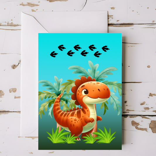 Dinosaur Greeting card with envelope - printable