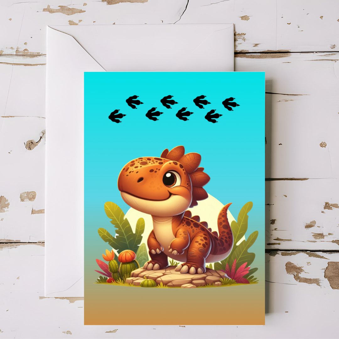 Dinosaur Greeting card with envelope - printable