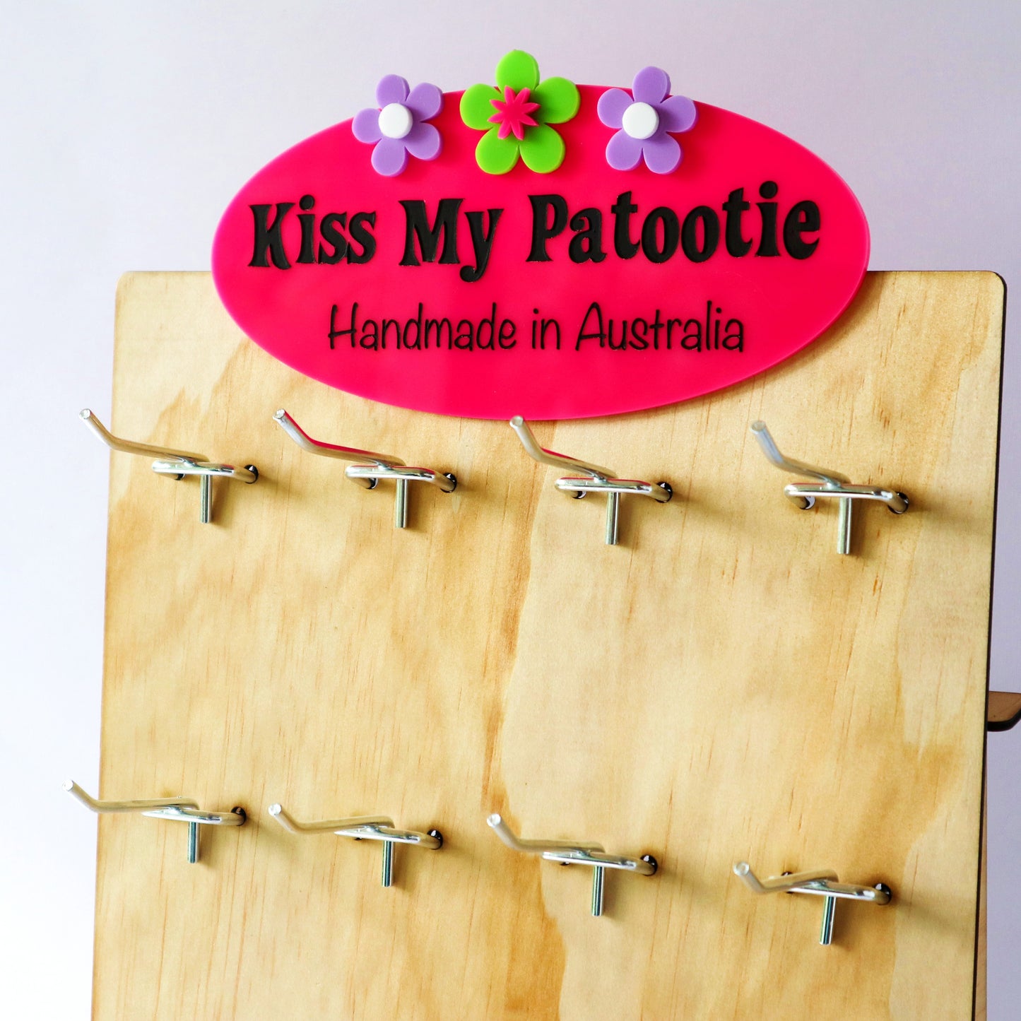 Wooden retail display board - 16 hooks