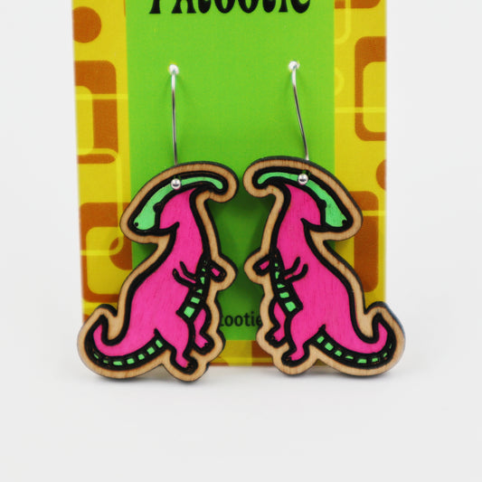 Wooden dinosaur earrings