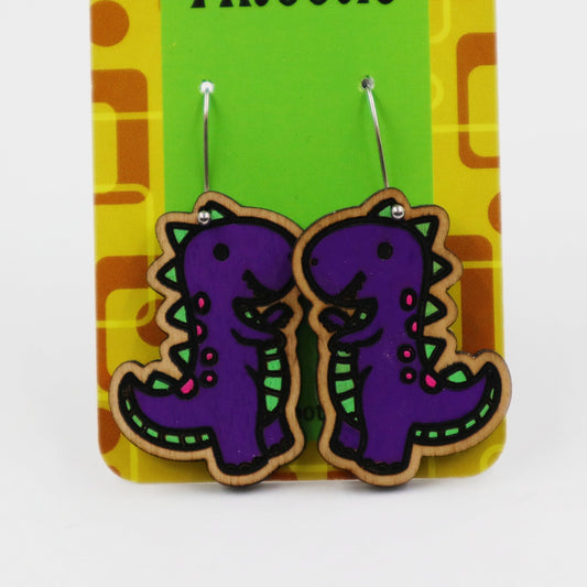 Wooden dinosaur earrings