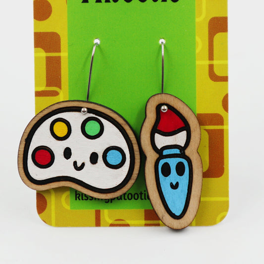 Paint brush and palette earrings