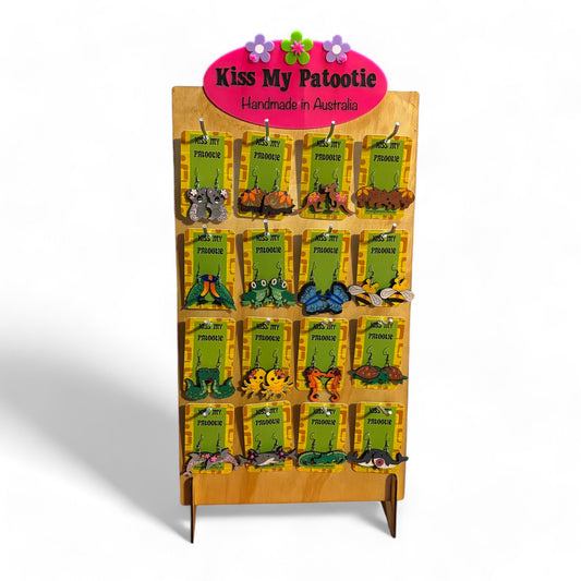 Wholesale earring starter pack - Australian animals - 32 pairs + FREE display stand