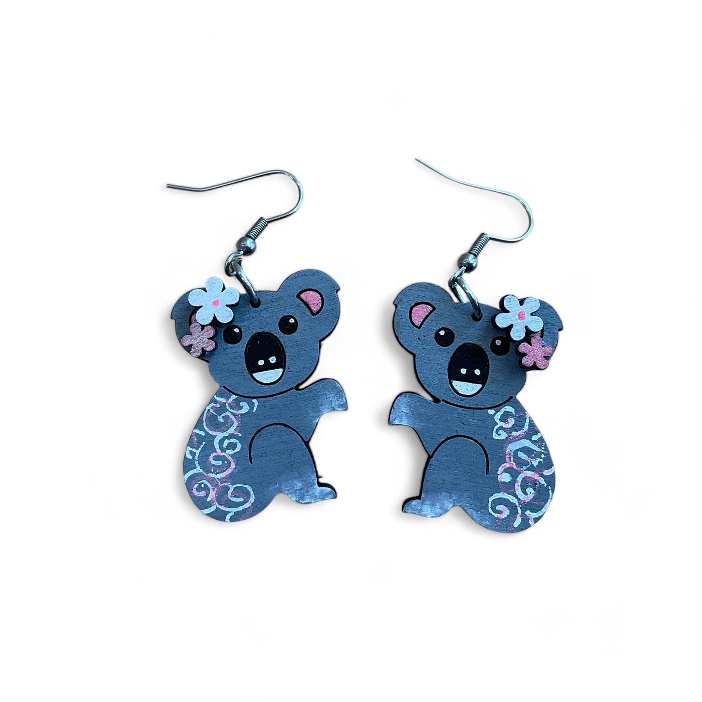 Australian animal earrings - Koala - wooden, hand painted