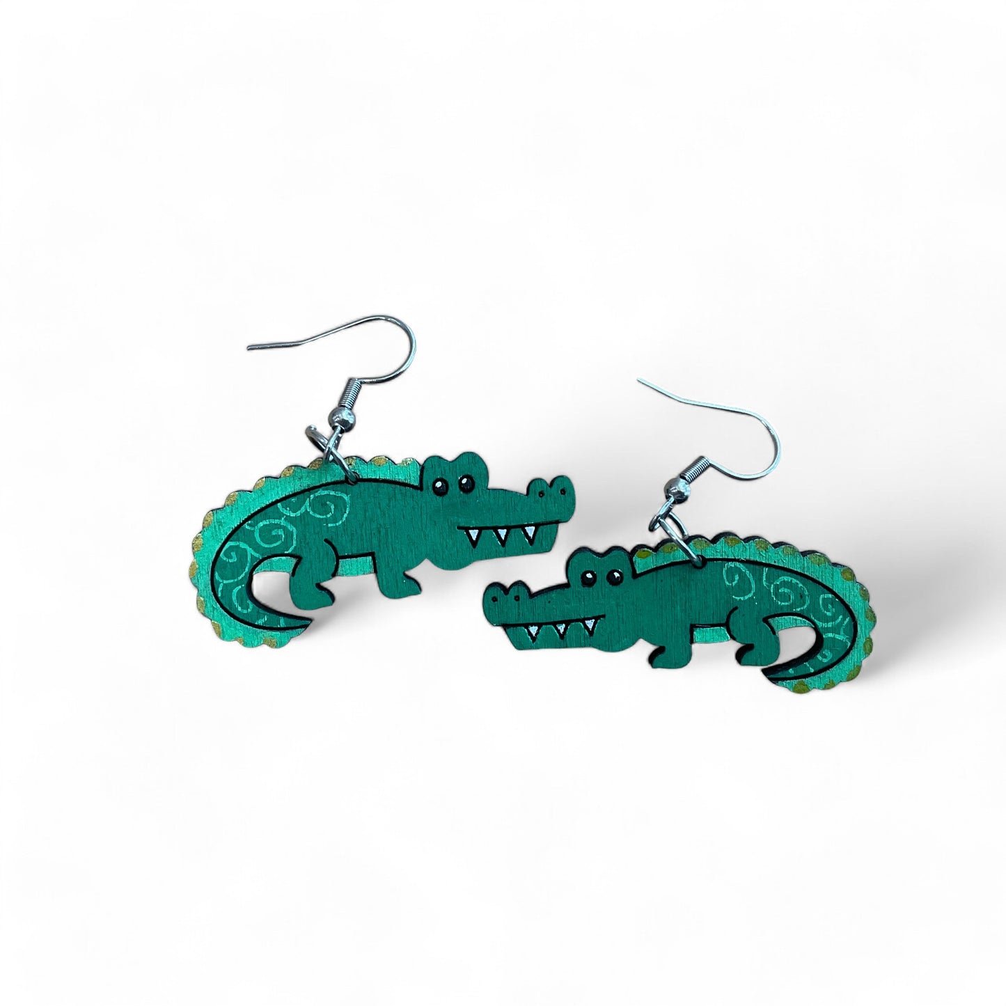 Australian animal earrings - Crocodile - wooden, hand painted