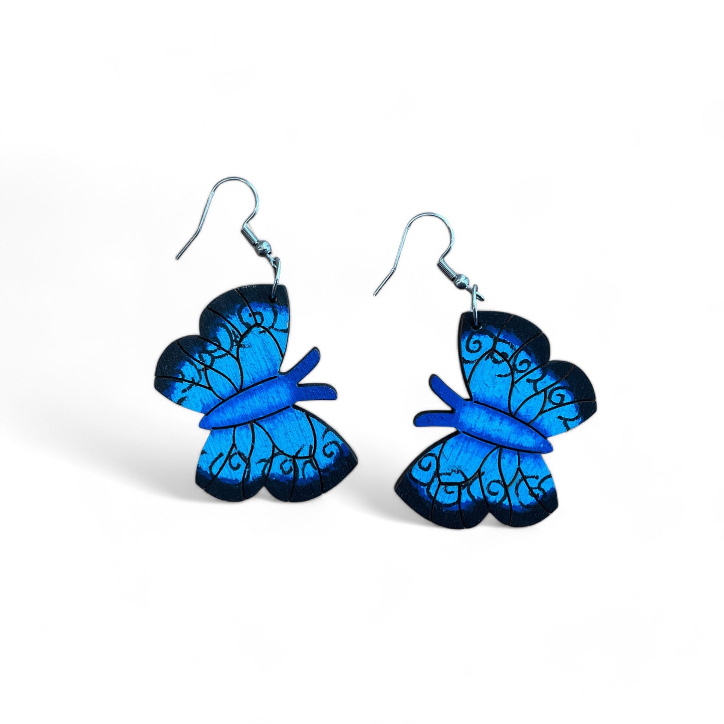 Australian animal earrings - Butterfly - wooden, hand painted