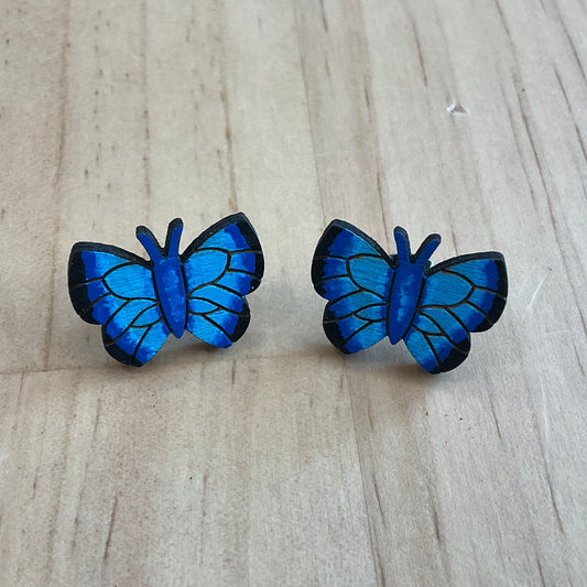 Australian animal studs -  Butterfly- wooden, hand painted