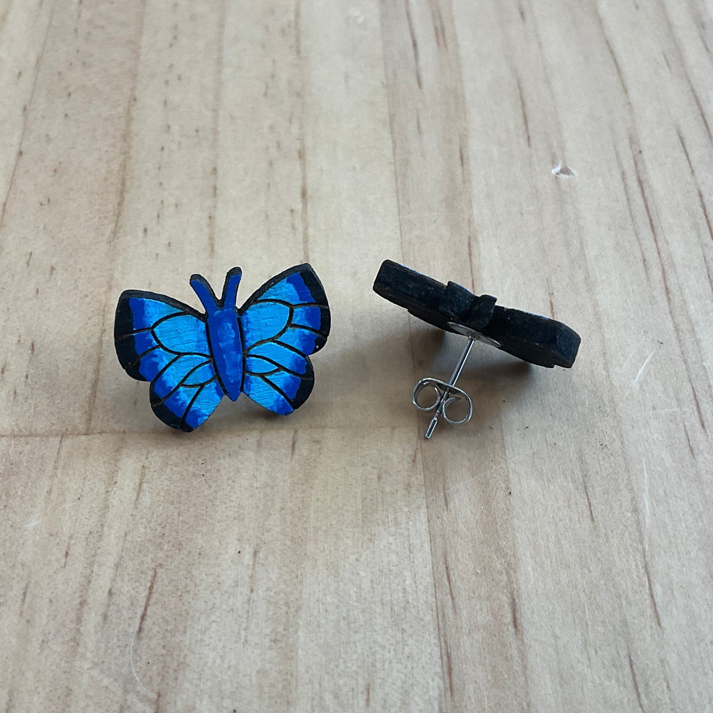 Australian animal studs -  Butterfly- wooden, hand painted