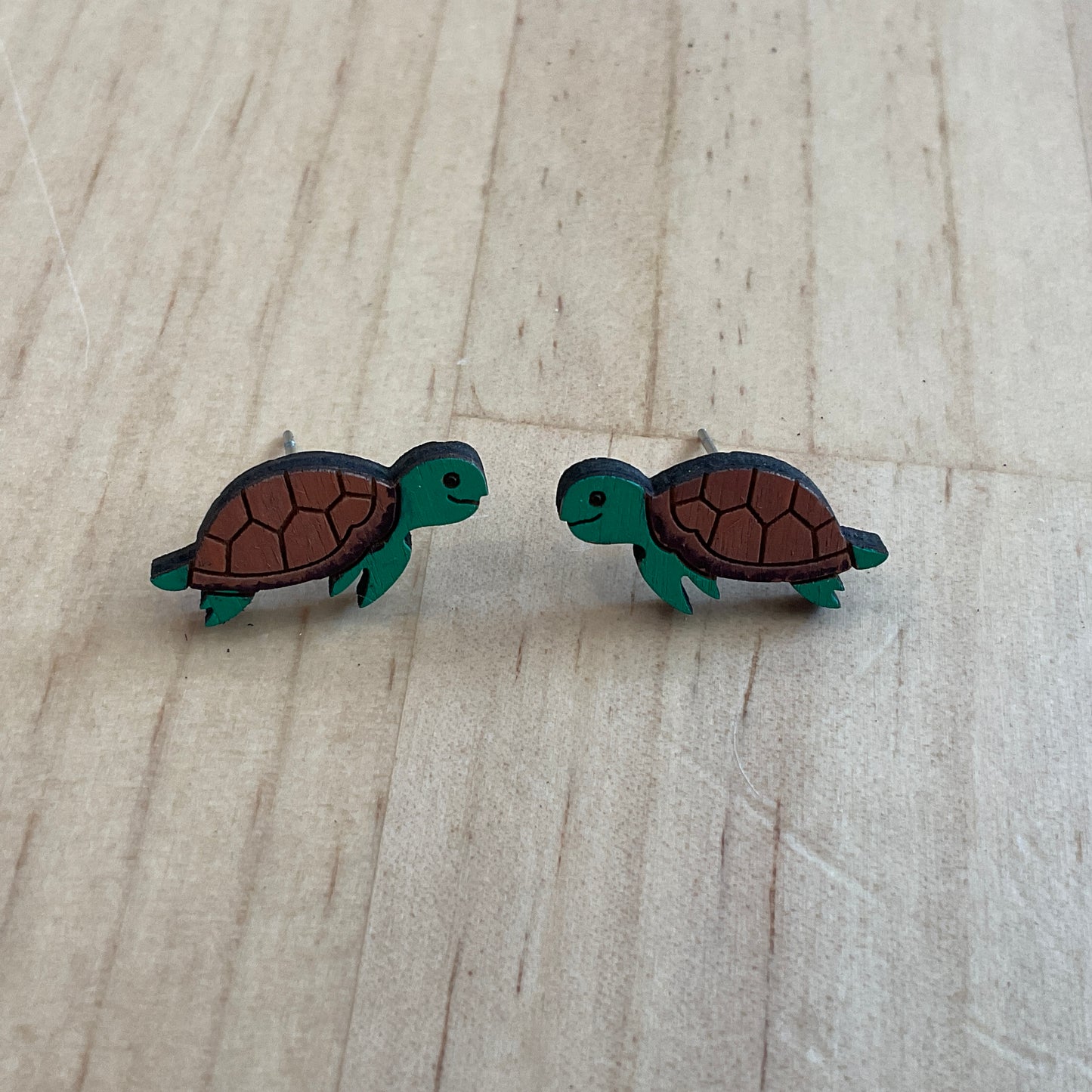 Australian animal studs - Turtle - wooden, hand painted