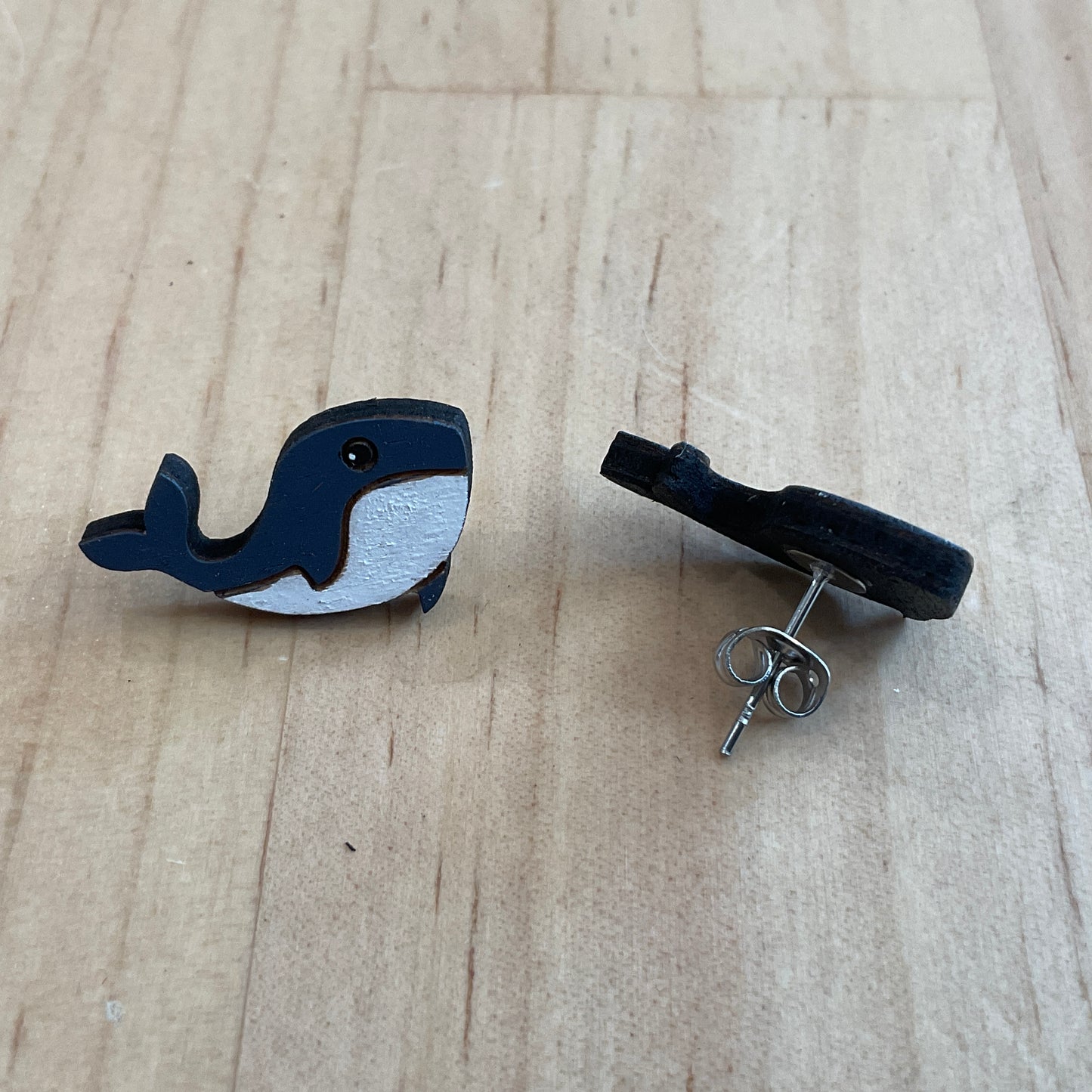 Australian animal studs - Whale - wooden, hand painted