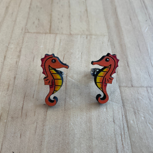 Australian animal studs - Seahorse - wooden, hand painted