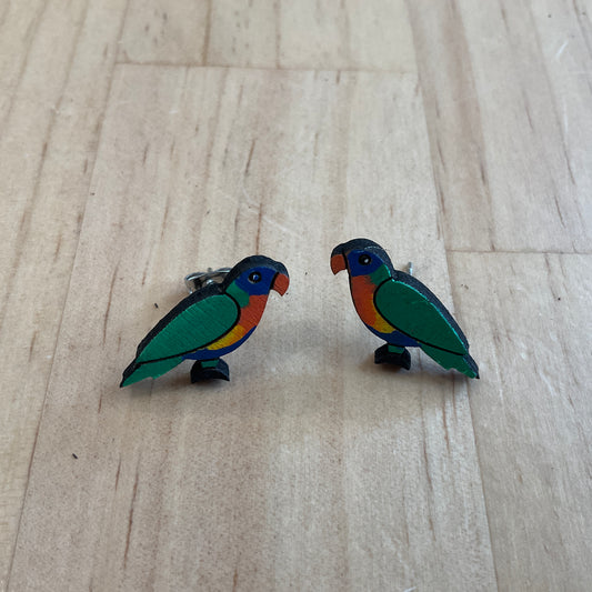 Australian animal studs - Rainbow Lorikeet - wooden, hand painted