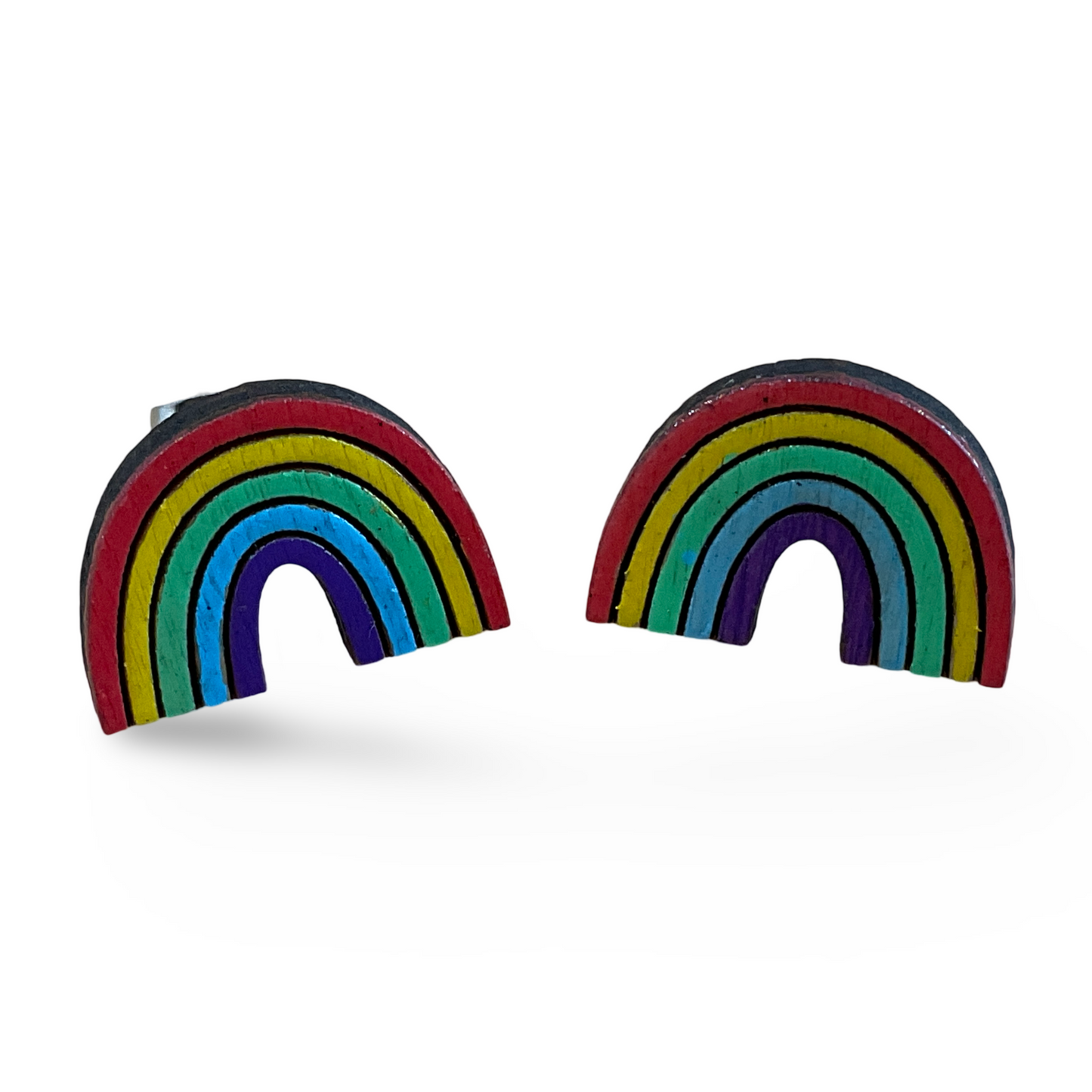 Rainbow / pride studs - wooden, hand painted earrings LBGTQ