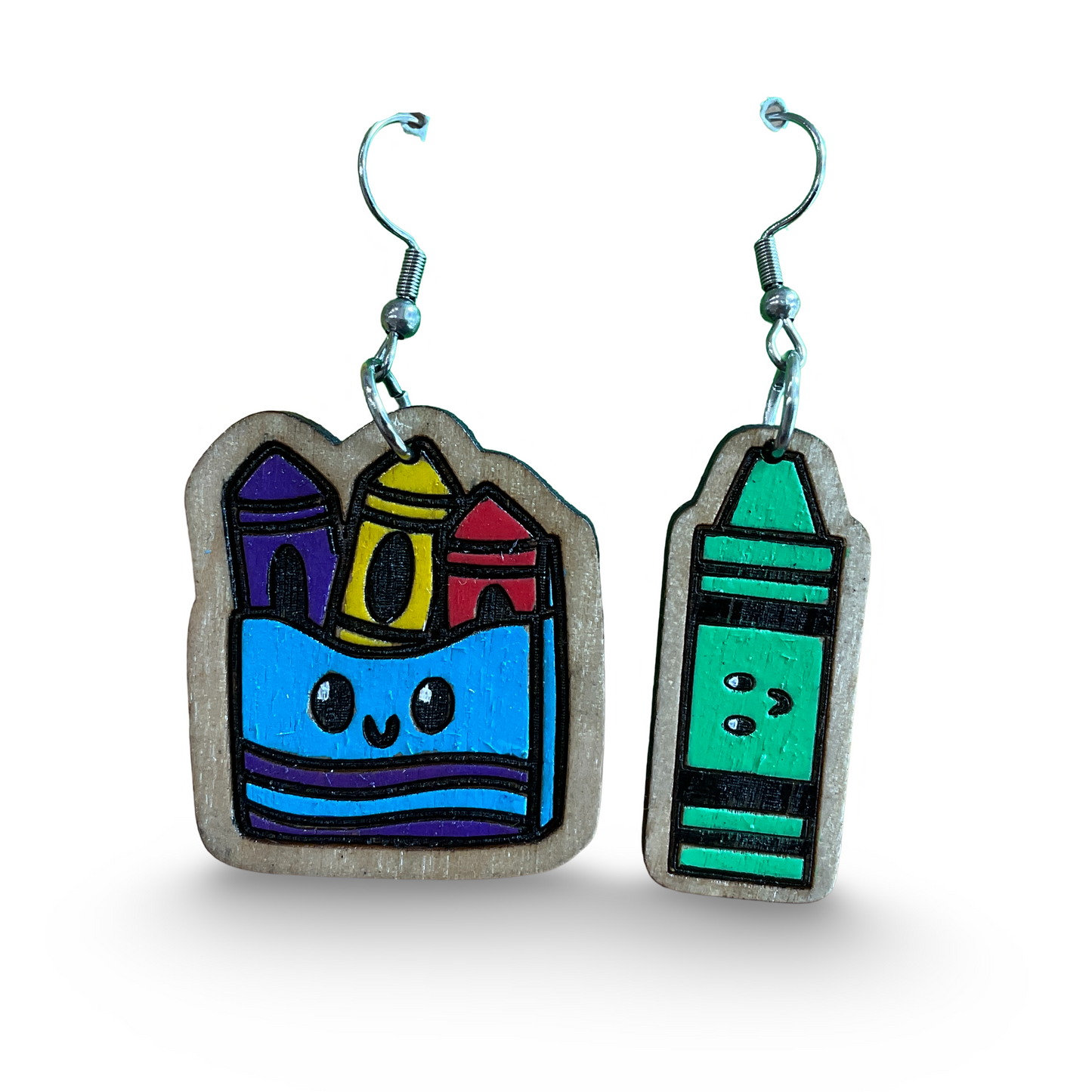 Teacher earrings - crayons, hand painted