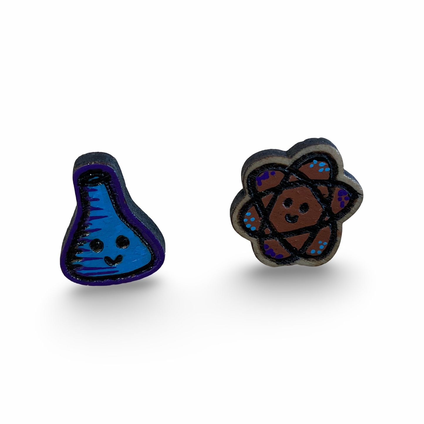 Science teacher studs - hand painted earrings