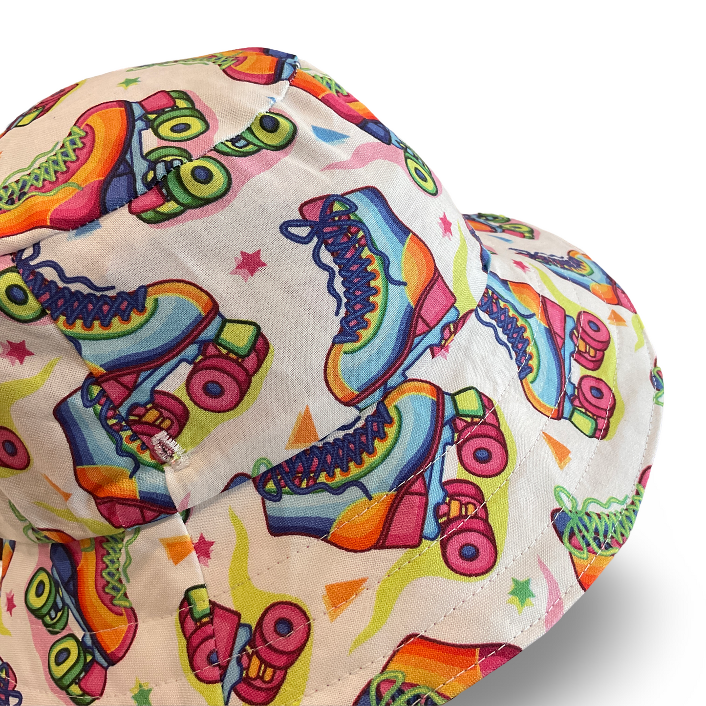 Reversible Kids Bucket Hat - retro roller skates, fairy bread