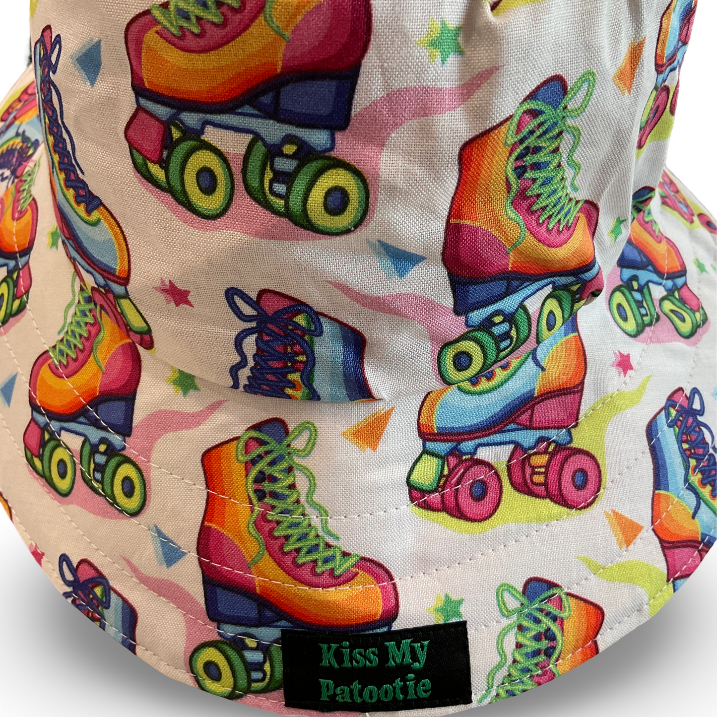 Reversible Kids Bucket Hat - retro roller skates, fairy bread