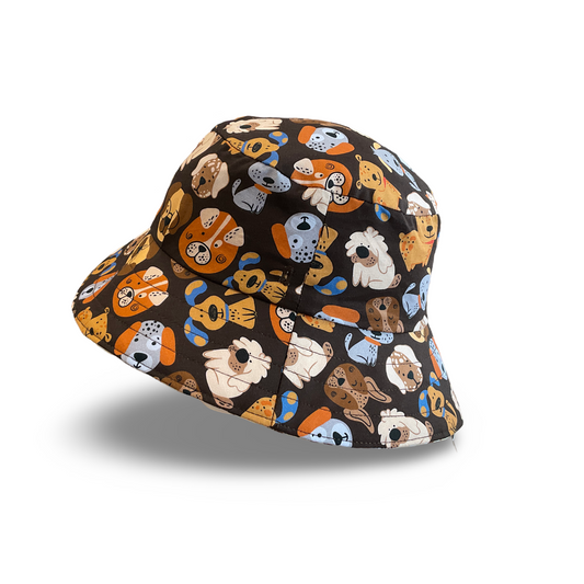 Reversible Kids Bucket Hat - puppy dogs / paw print