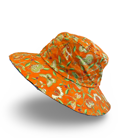 Reversible Sun Hat - Ladies & Girls sizes - retro butterfly