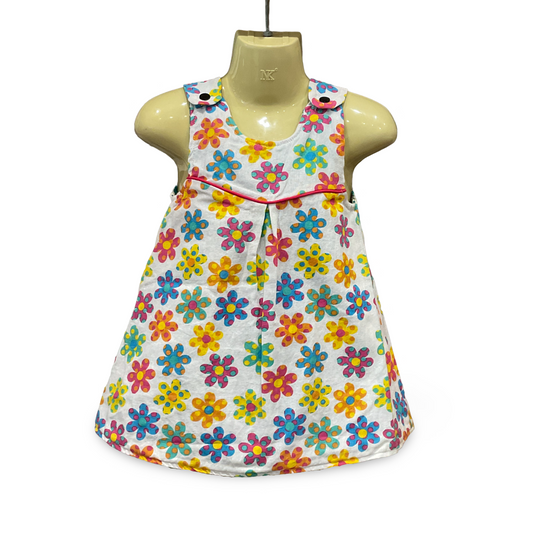 Girls reversible pinafore dress - sizes 000 - 6, retro flowers