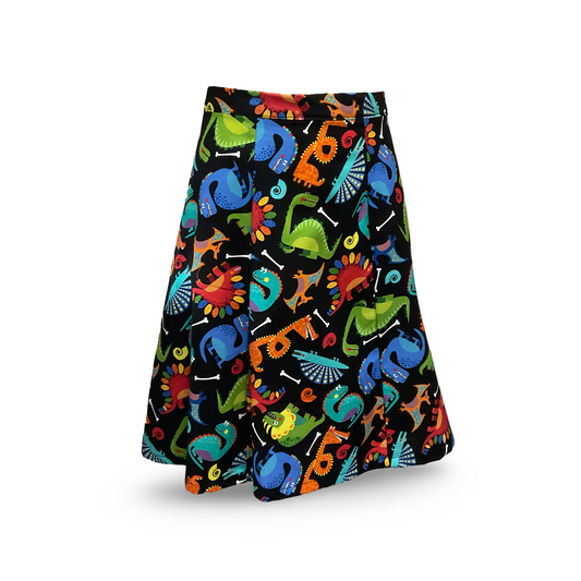 Ladies A Line Skirt - black Halloween monsters - sizes 8 - 24