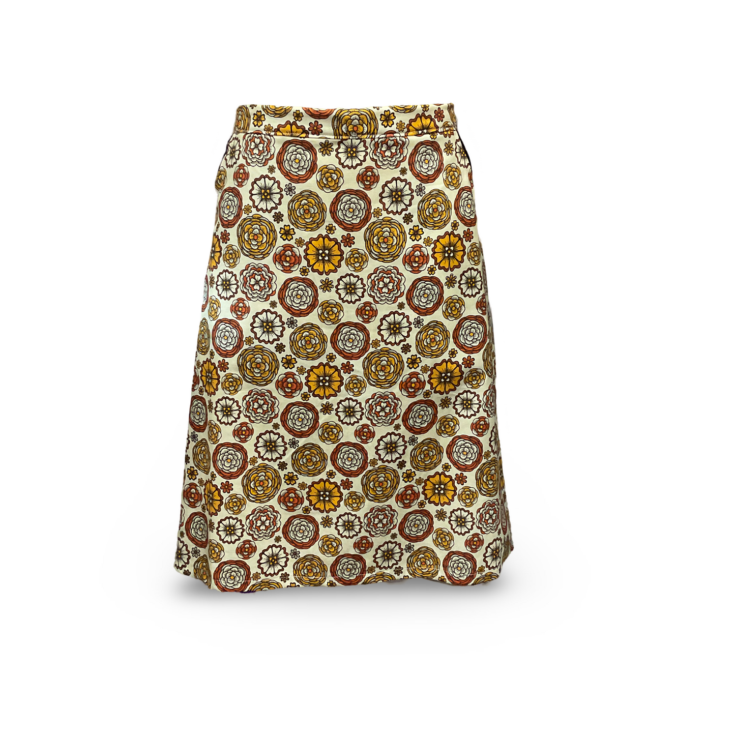 Ladies A Line Skirt with pockets - retro flowers - ladies sizes 6 - 20