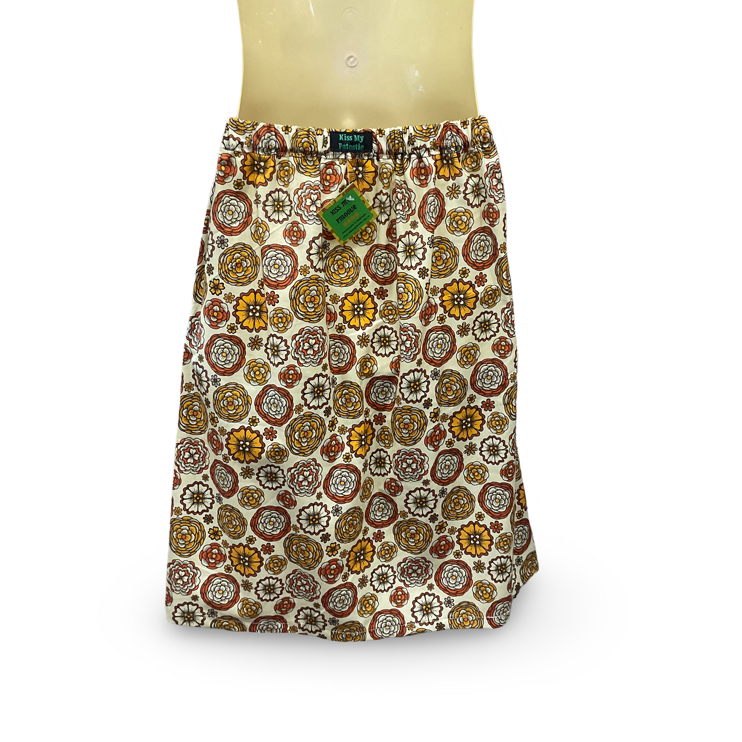 Ladies A Line Skirt with pockets - retro flowers - ladies sizes 6 - 20