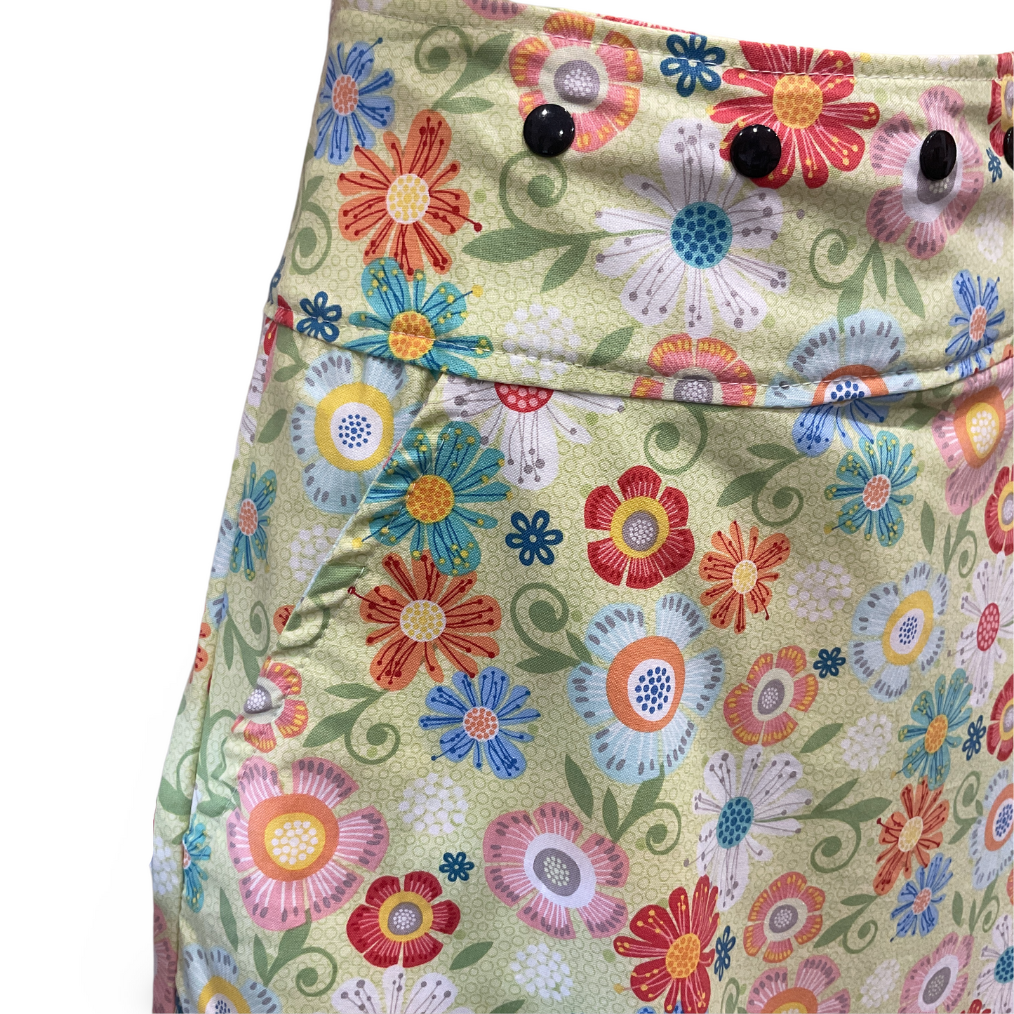 Wrap Around Skirt - green floral - Sizes 8 to 26