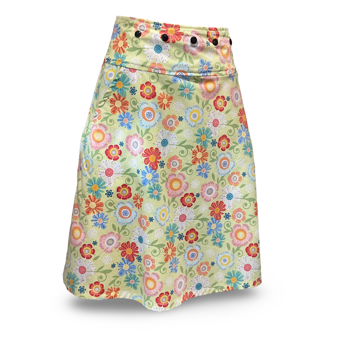 Wrap Around Skirt - green floral - Sizes 8 to 26