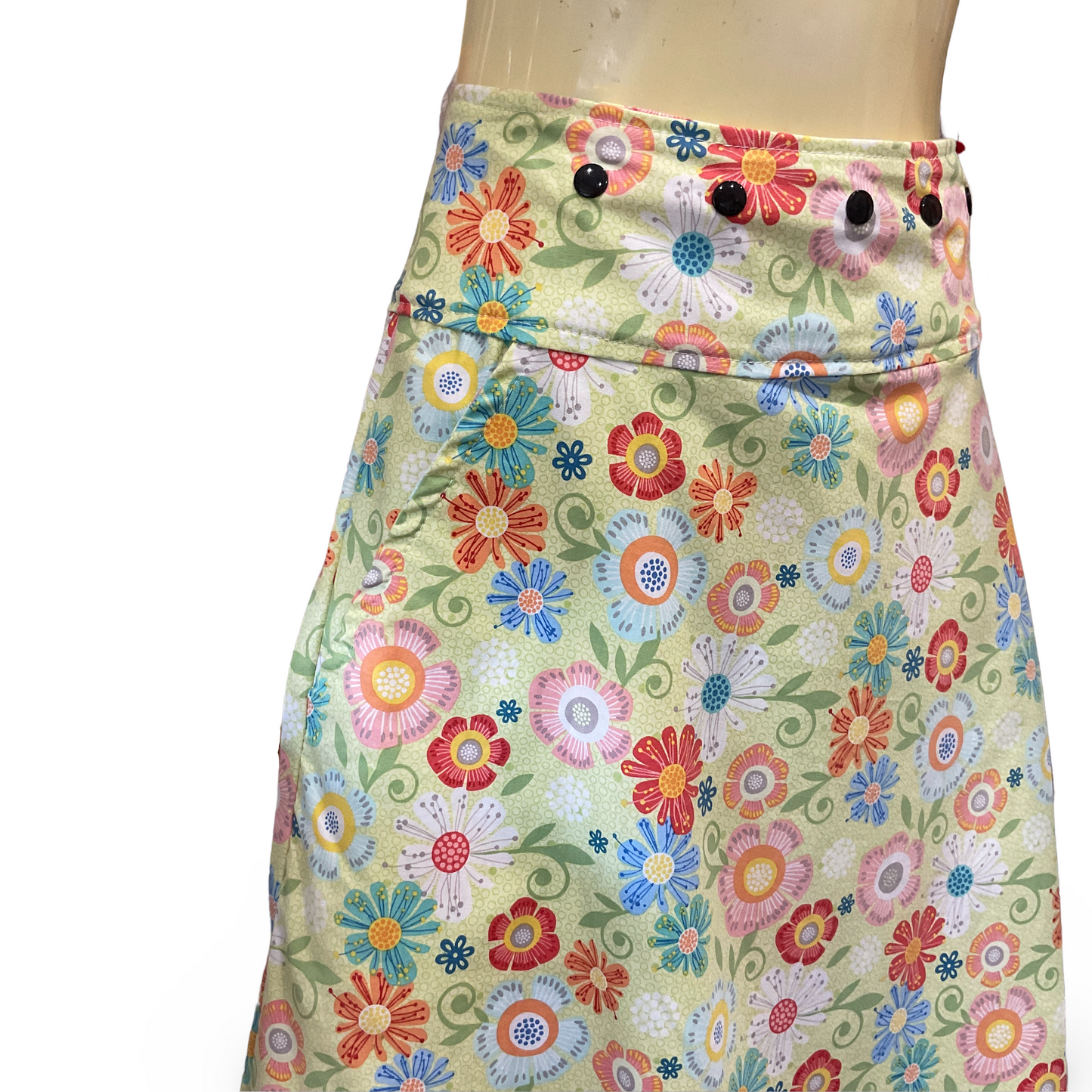 Wrap Around Skirt - green floral - Sizes 8 to 26