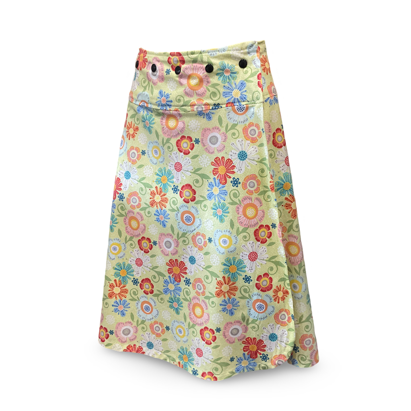 Wrap Around Skirt - green floral - Sizes 8 to 26