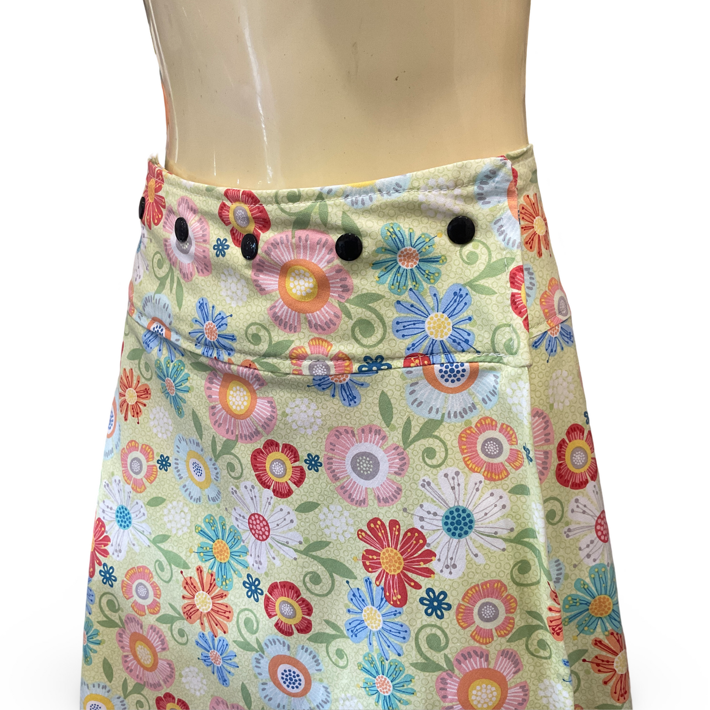 Wrap Around Skirt - green floral - Sizes 8 to 26