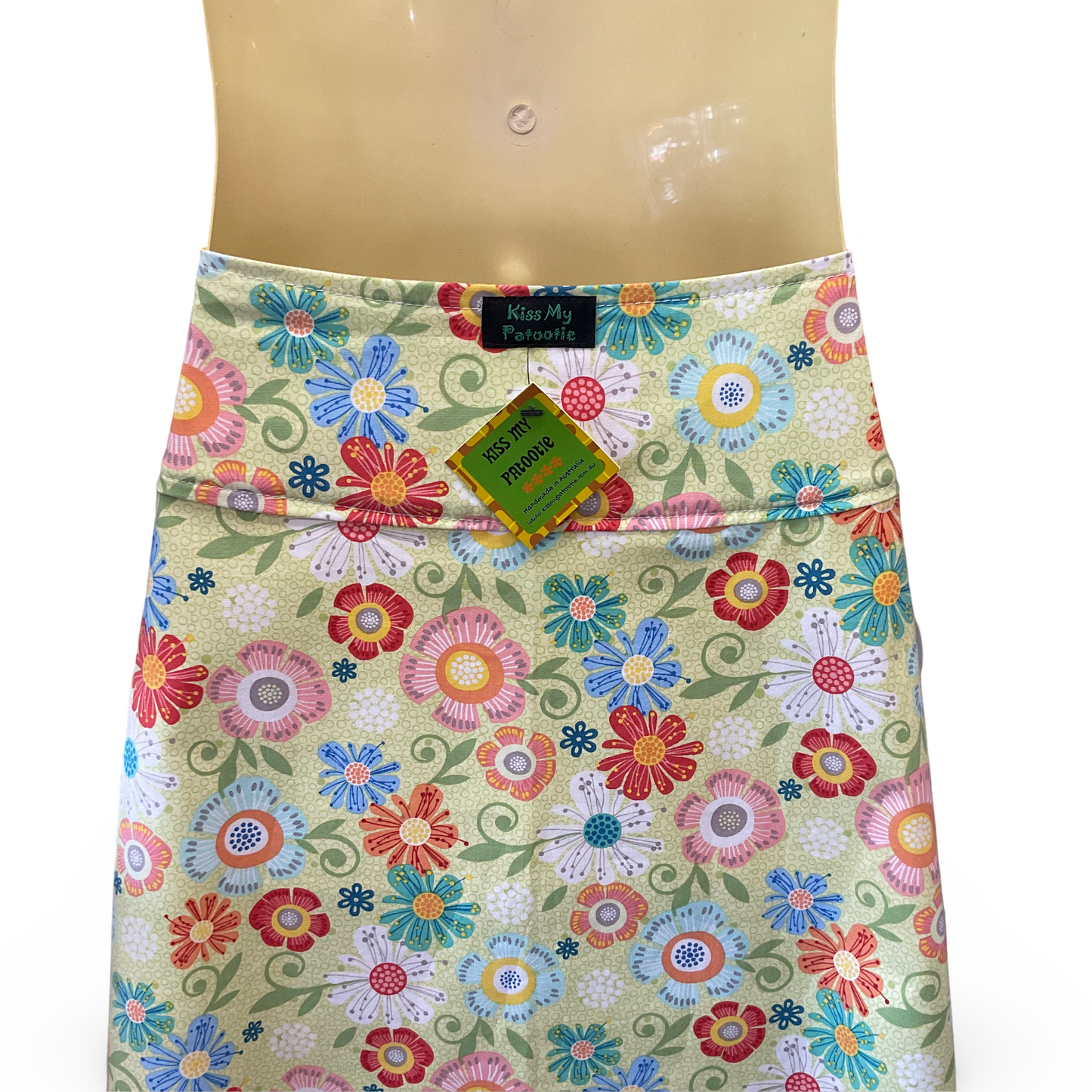 Wrap Around Skirt - green floral - Sizes 8 to 26