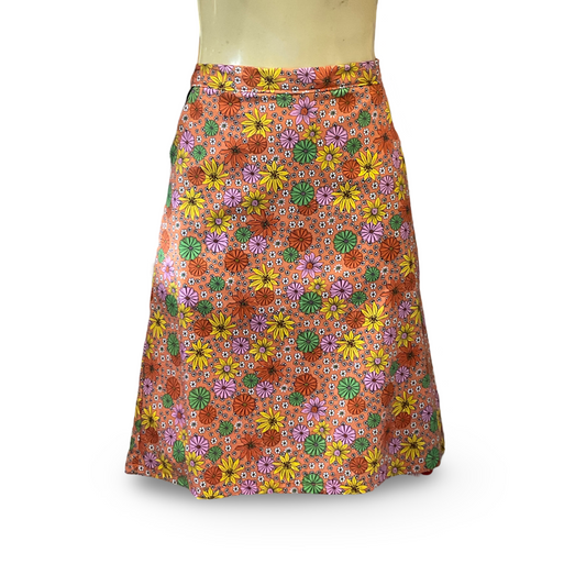 Ladies A Line Skirt with pockets - retro flowers - ladies sizes 6 - 20