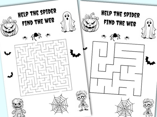 Printable Halloween mazes - activity sheets, colouring in