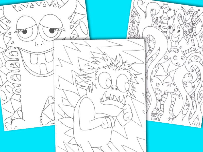 14 Printable colouring in pages - monsters and animals