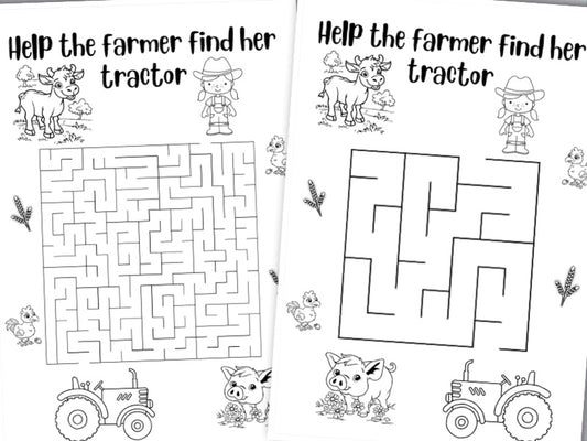 Printable Farm Animal mazes - activity sheets, colouring in