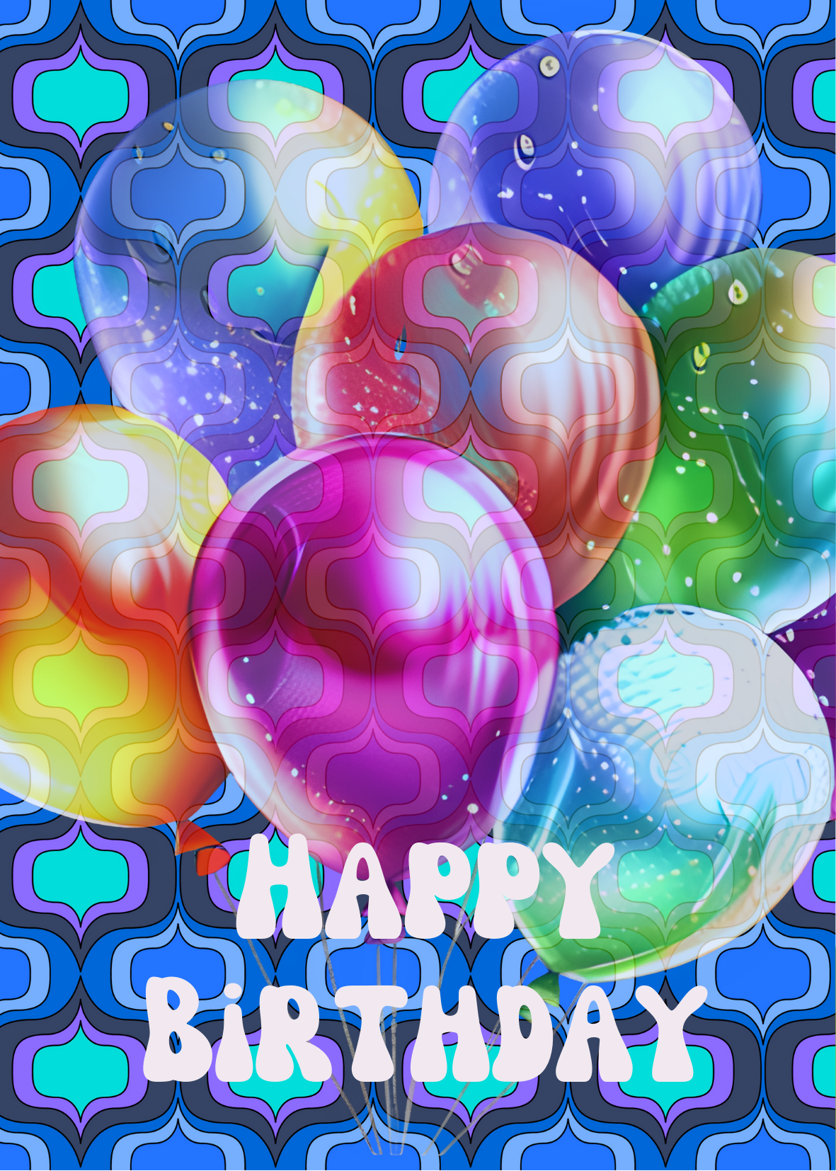 Birthday Balloons Greeting card with envelope - printable