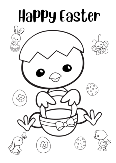 Easter greeting card with envelope- colouring in printable