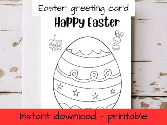 Easter greeting card with envelope- colouring in printable