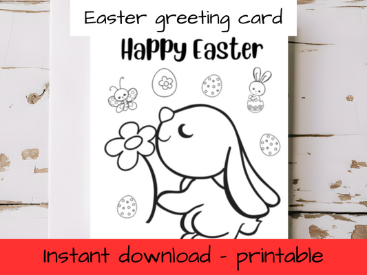 Easter greeting card with envelope- colouring in printable