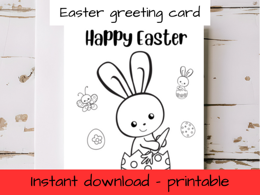 Easter greeting card with envelope- colouring in printable