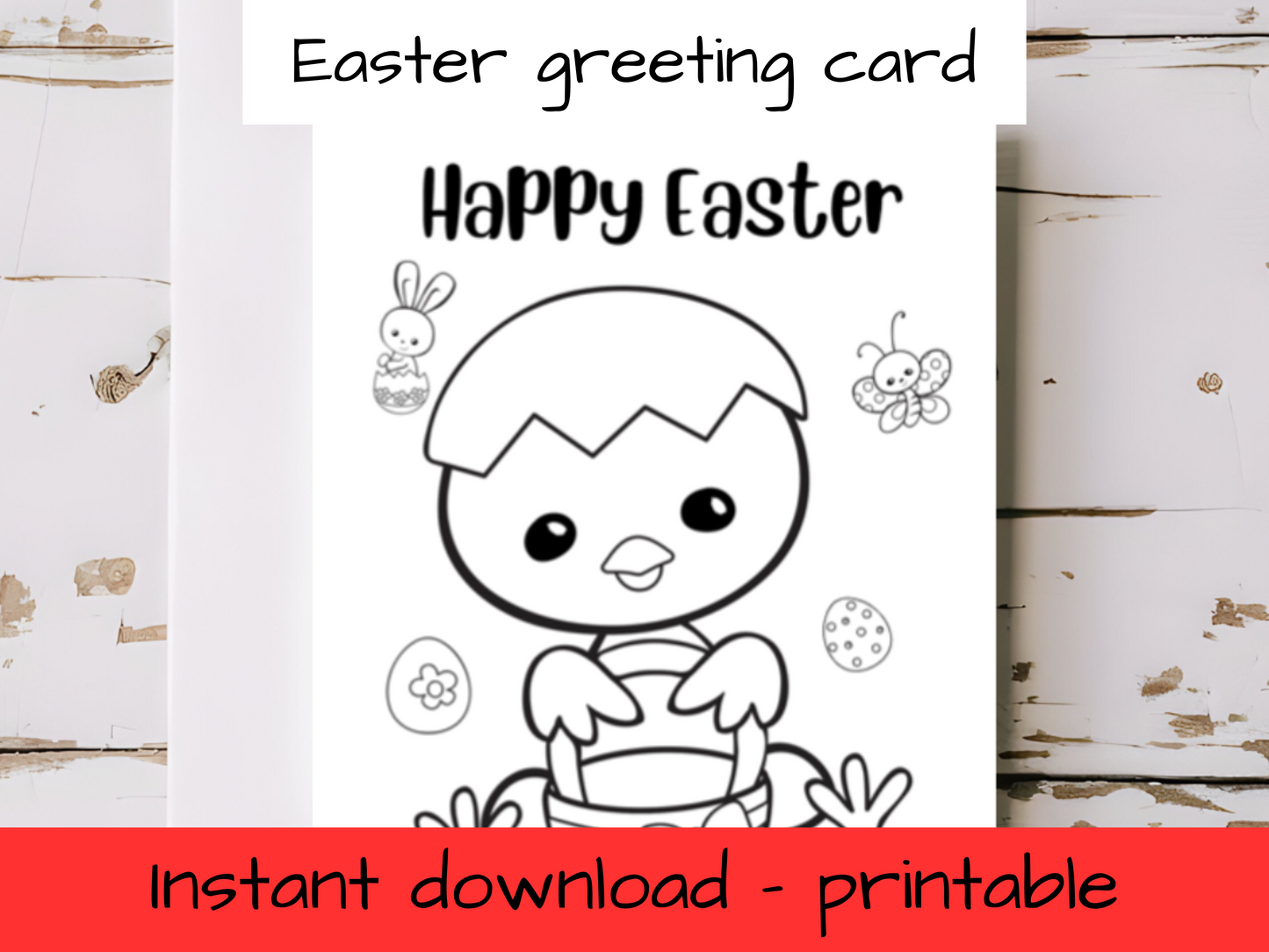 Easter greeting card with envelope- colouring in printable